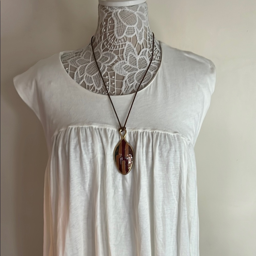 FP Madelyn Midi Beach Elegant White Sleeveless Dress high low and side pockets. - Picture 3 of 16